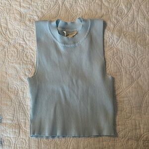 Light Blue Sleeveless Ribbed Top